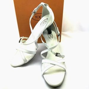TOD'S Italian Patent Leather Sandals in White
